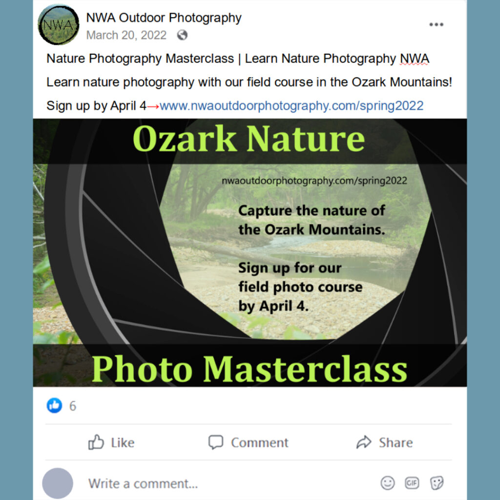 NW Arkansas outdoor photography ad example