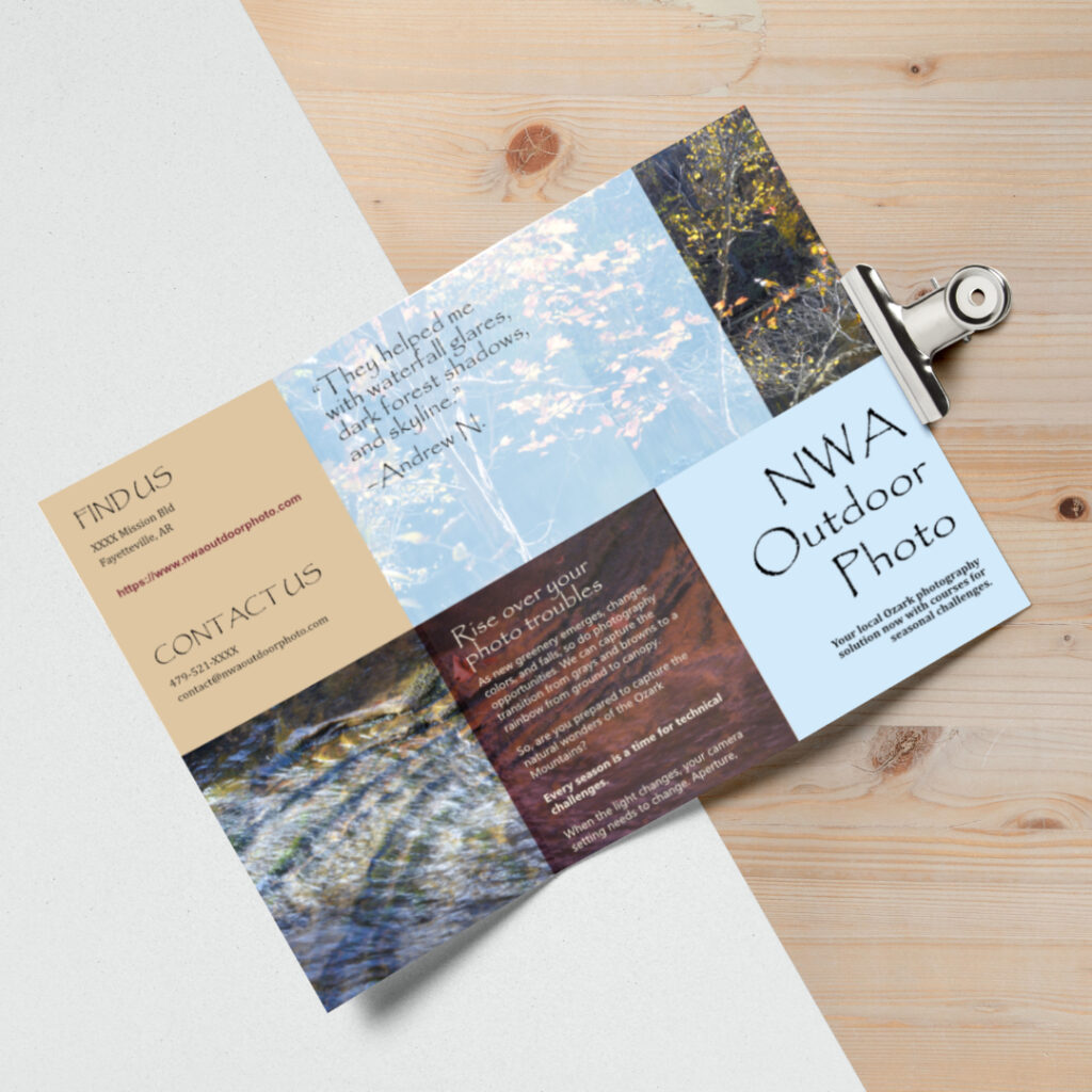 NW Arkansas Outdoor Photography brochure example