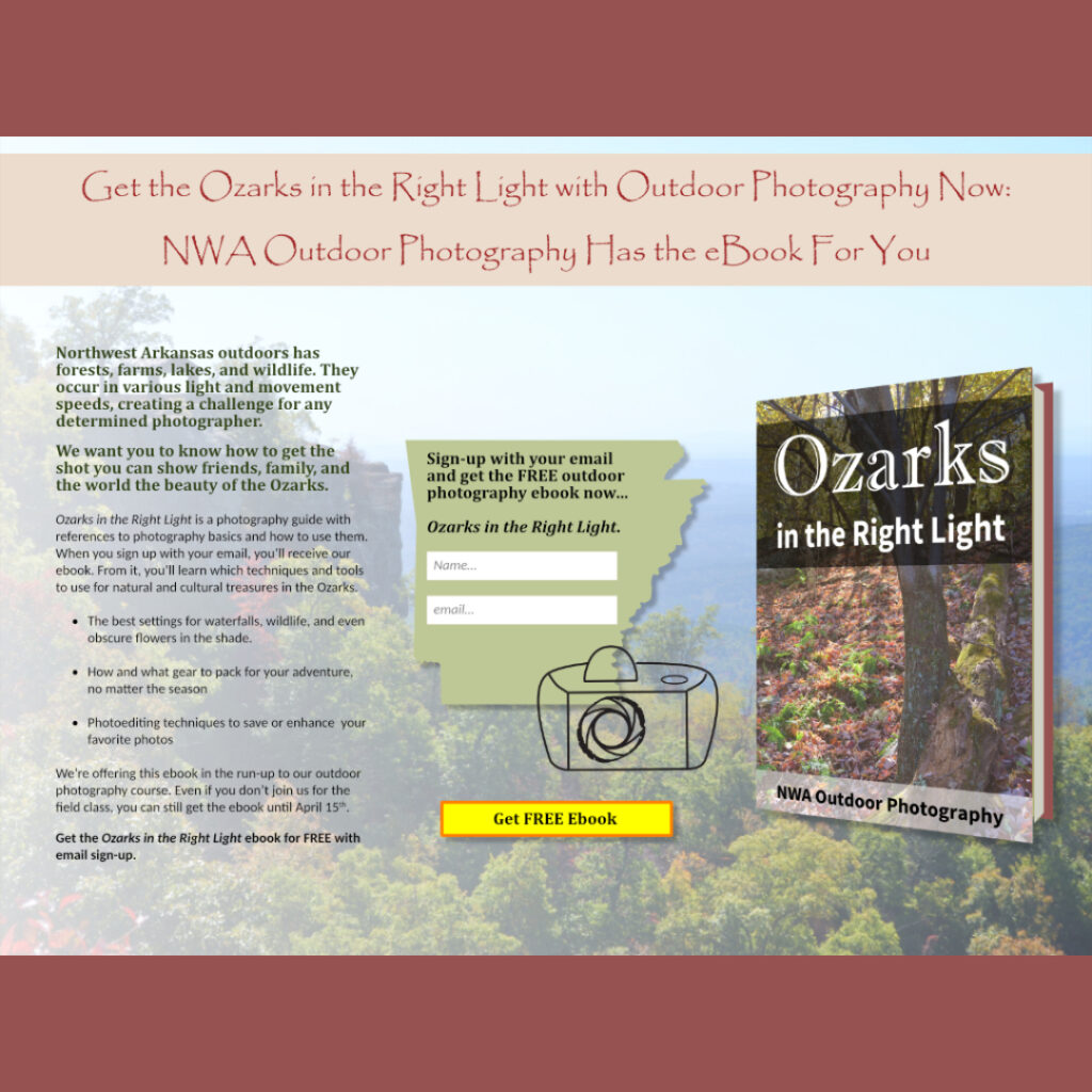 NW Arkansas Outdoor Photography landing page example